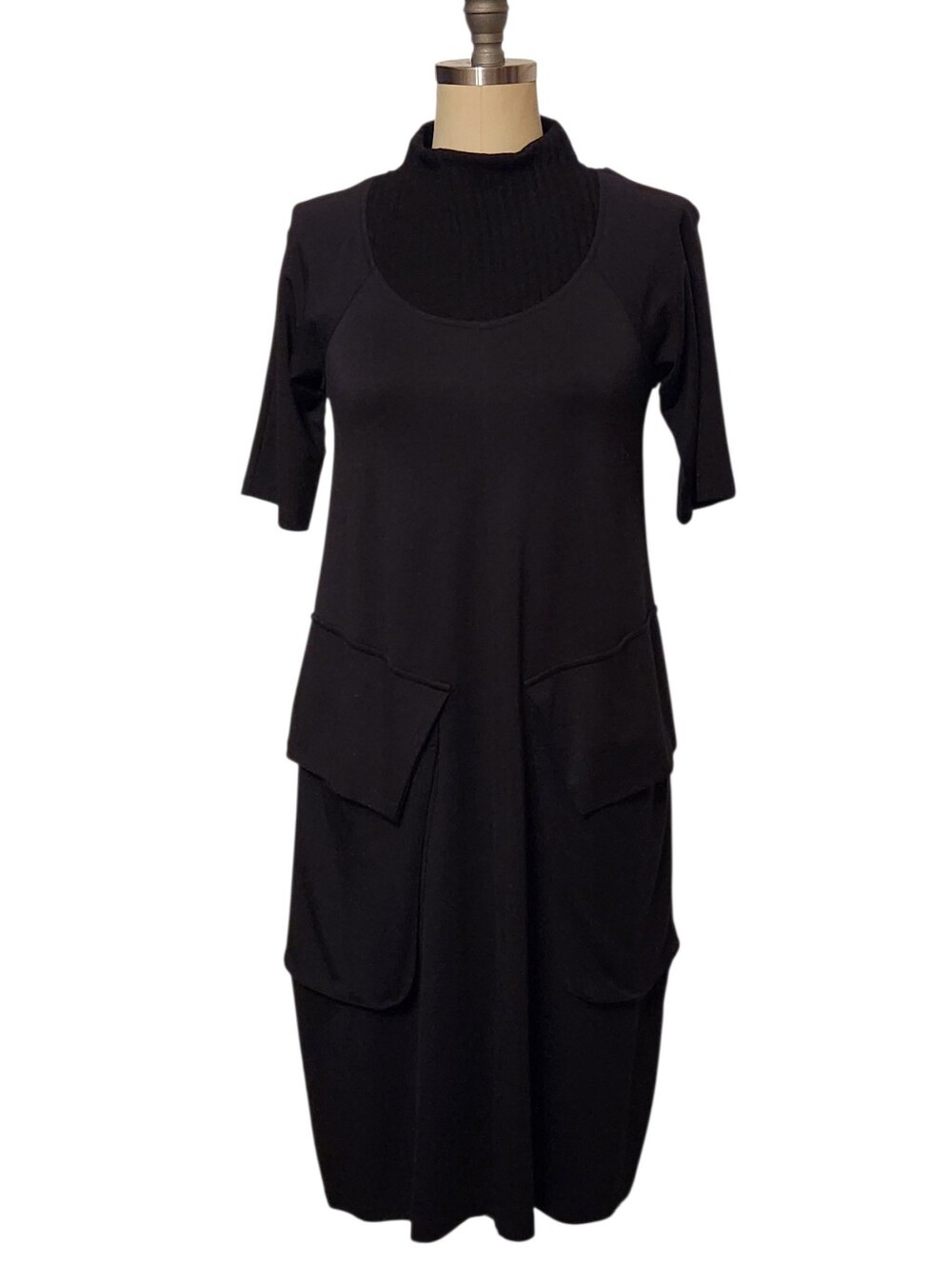 Alembika Caroline Flap Pocket Mock Neck Dress Sz 0 Us 4